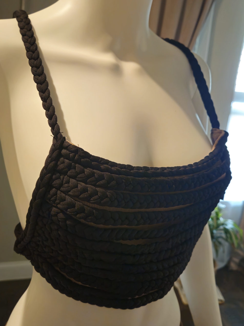 JLUXLABEL Black Braided Crop Top - Picture 2 of 6